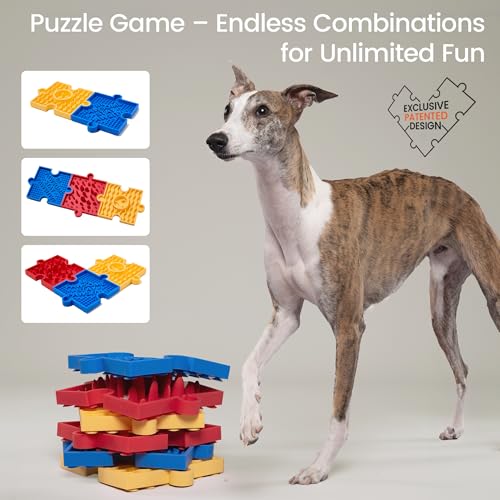 Puzzle Slow Feeder Lick Mat for Dogs, 38+ Suction Cups | Non-Slip Heavy Duty Maze Enrichment Bowl BPA-Free Silicone | Reduce Boredom Anxiety Free Combination (1PC, Red) - color: 1 Red - Grasslands