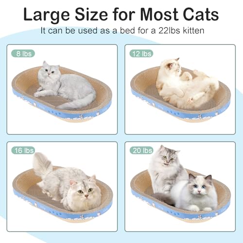 Cat Scratcher, 2pcs-23.6x14.9 inches Large Cat Scratching Board, Cardboard Cat Scratchers for Indoor Cats, Oval Cat Scratch Pad Bed with Catnip - size: 2PC-23.6 x 14.9 x 3.9 inches