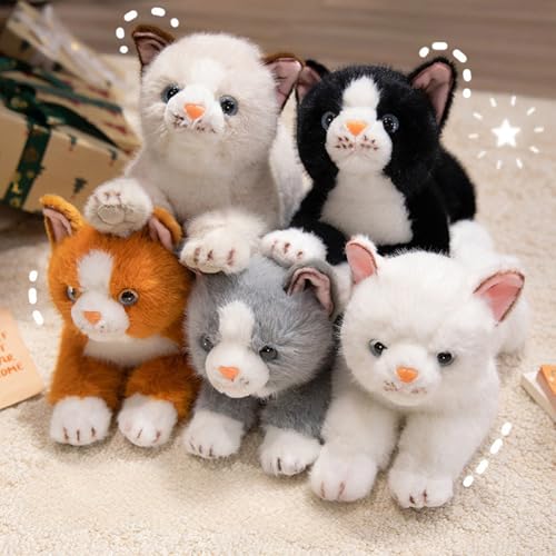 PEACH CAT Cat Stuffed Animal 15" Realistic Kitten Plushies Soft Plush Toys Gifts for Kids Grey and White - style: 15“ Grey and White Cat