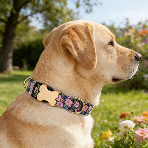 Personalized Custom Customized Silent No Jingle Dog Collar with Engraved ID Dog Name Phone Number/Dog Collars for Puppy X-Small Small Medium Large X-Large Boy Girl Dogs-Flower-XS - color: 4 Flower, size: X-Small (0.6" *7.8"-11.8")