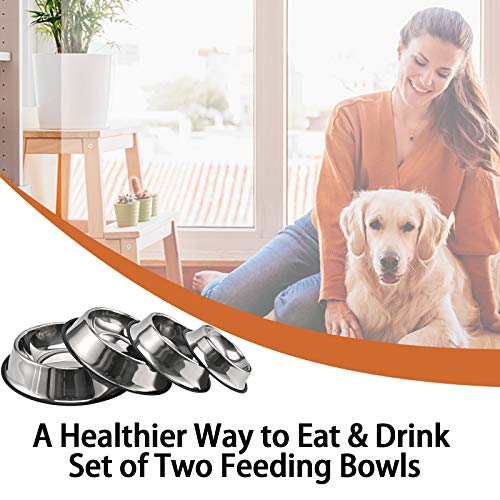 2Packs Stainless Steel Dog Bowl with Anti-Skid Rubber Base for Small/Medium/Large Pet, Perfect Dish, Pets Feeder Bowl and Water Bowl Perfect Choice for Dog Puppy Cat and Kitten (40oz) - size: 40oz