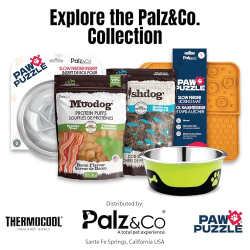 Palz&Co Paw Puzzle 2-in-1 Slow Feeder & Lick Mat for Dogs and Cats, Dry and Wet Food, Dishwasher Safe Silicone, Medium 12"x8", Purple - size: Medium