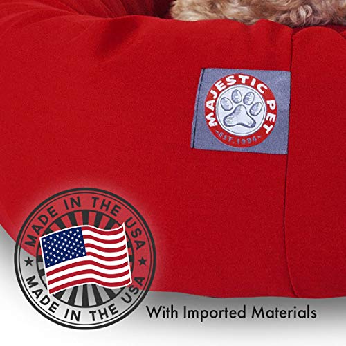 40 inch Red & Sherpa Bagel Dog Bed By Majestic Pet Products - color: Red
