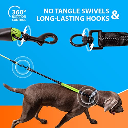 SparklyPets - Heavy Duty Bungee Rope Leash for Large and Medium Dogs - No Pull, Shock Absorber Long Dog Training Lead - No Slip Reflective Line for Outside (5.5 Ft Bungee Leash) - color: Green