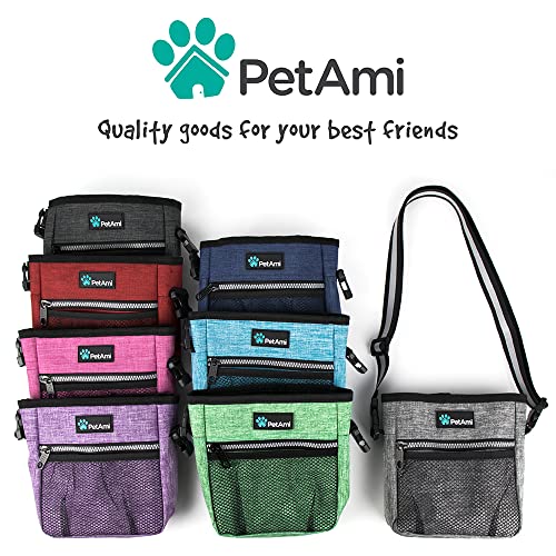 PetAmi Dog Treat Pouch, Pet Treat Pouch for Training, Dog Walking Bag Holder for Kibbles, Pet Food Toy, Dog Trainer Essentials Supplies, Poop Bag Dispenser, 3 Ways to Wear (Heather Gray) - color: Heather Gray