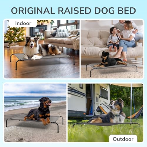 Outvita Elevated Dog Bed, 50 inch Outdoor Cooling Raised Pet Cot, with Waterproof Textilene Mesh, Washable, Breathable, Alloy Steel Frame, Non-Skid Bottom, Portable, Chew Proof, Indoor & Outdoor