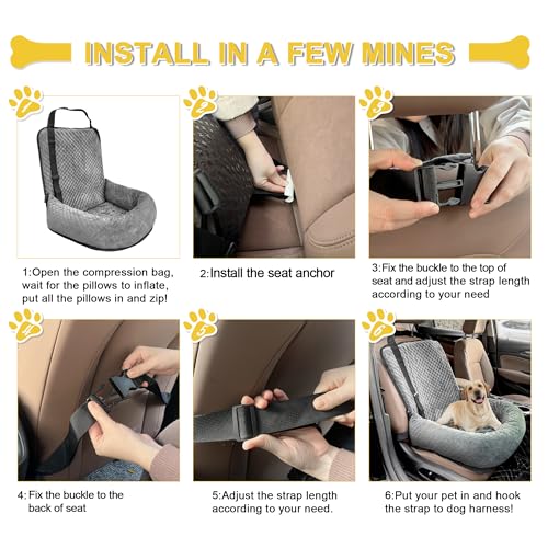 Dog Car Seat for Small Medium Dogs,Detachable Washable Travel Safety Pet Booster Seat, Comfy Ultra Soft and Multifunctional Car Travel Bed,Grey - color: Gray, size: Small