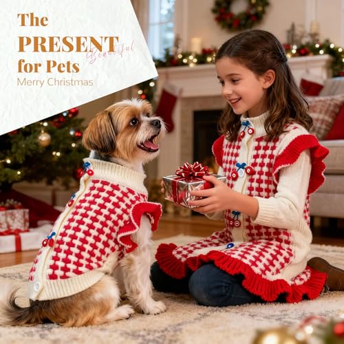 BAEJMJK Cute Cherry Small Dog Sweater Soft Girl Dog Cardigan Clothes Turtleneck Warm Pet Puppy Knitted Pullover Princess Dogs Cats Outfits(Red Cherry B,X-Large) - color: Red Cherry B, size: X-Large