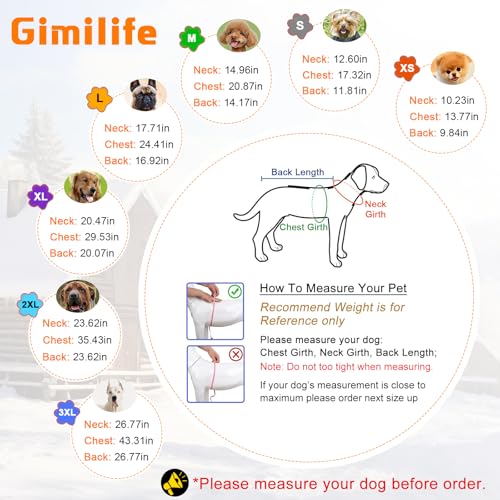 Warm Dog Winter Coat, Gimilife Dog Sweater Cold Weather Coats Waterproof Dogs Apparel Clothes Pet Jacket Padded Vest Outfit for Small Medium Large Dogs - color: Gray, size: XL ( 42-65 LB | 20.47"Neck Girth )