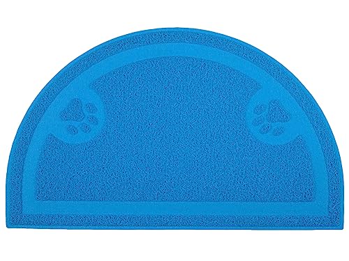Paw Print Cat Litter Mat, Kitten Litter Mat, Door Mat, Semicircle, 23.5x14.25 Inches (Azure) - color: Azure