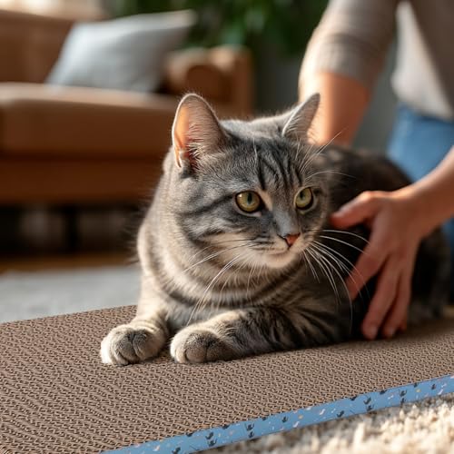 Cat Scratcher Pads, Cat Scratching Cardboard for Indoor Cats 14″Lx10.6″Wx0.6″H Dual-Side Corrugated Cats Scratching Post Reusable Supplies (2PCS) - size: 2PCS