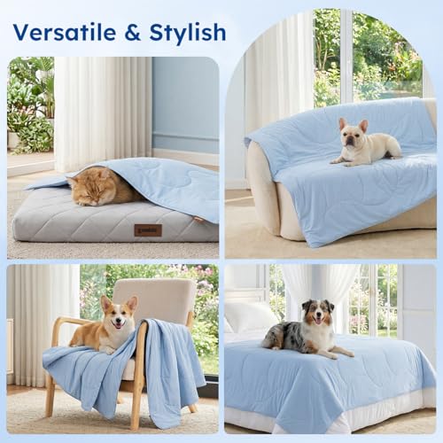 ZOMISIA Premium Cooling Blanket for Large Dogs - Q-MAX>0.5 Breathable Washable Dog Cooling Mat, Travel Soft Pet Summer Essentials, Grey, 50"x60" - color: Grey, size: XL(50x60")