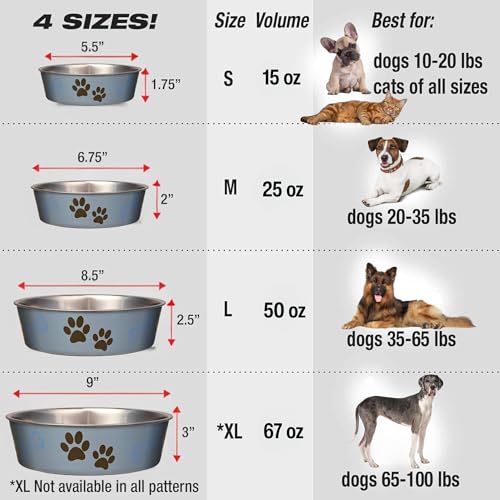 Loving Pets Bella Dog Bowls- Stainless Steel Dog & Cat Bowls - Spill Proof Dog Food Bowl, Cat Bowl, Puppy Essentials & Pet Supplies Great for Home & Travel (Large 35-65 lbs, Blueberry) - color: Blueberry, size: Large (35-65lbs)