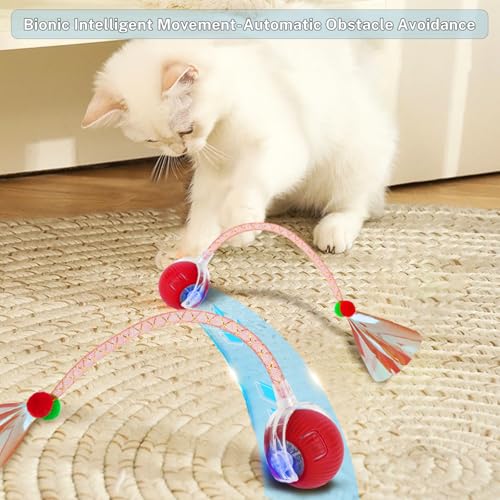 New Upgraded Cat Ball Toy - Speedy Tail 3.0 Cat Toy, Interactive Cat Toy Ball, Stimulating Toys and Juguetes para Gatos, Cat Toys for Bored Indoor(Sound Switchable) (Green) - color: A-Green