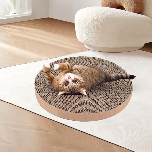 Extra Large Round Cat Scratcher Refill Pads - 15.7 Inch Diameter, 1 Inch Thick, Cardboard Scratching Board Replacement for Cats, 4 Pack - color: 4-Pack Refills