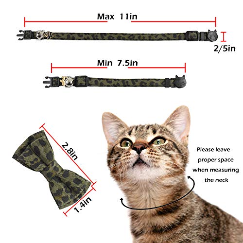 Bowtie Cat Collars Breakaway with Bell, Adjustable Cute Kitty Collars Safety Buckle Kitten Collar for Cat Puppy 7.5-11in (17) - color: 17