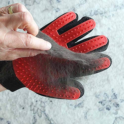 LuckyPet Pet Grooming Glove - Massage and Deshedding Glove for Dogs, Cats and Horses - Great Pet Hair Removal for Long and Short Fur - Right Handed Glove