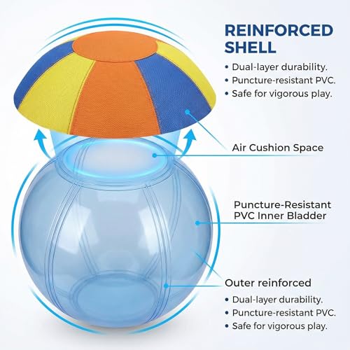 10/18/22" Herding Ball for Dogs & Horses - Tear-Resistant Inflatable Toy with Heavy-Duty Handle Cover & Pump - Durable Exercise Ball for Large Pets (Small) - size: Small