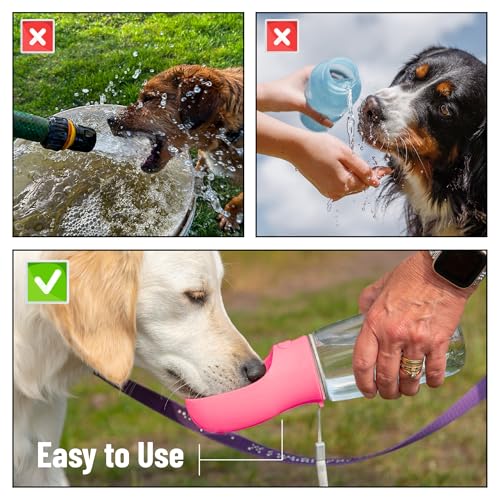 Mr. Pen- Portable Dog Water Bottle, 19 oz, Large, Leak Proof Puppy Water Dispenser with Drinking Feeder for Pets, Outdoor Walking, Hiking, Travel, Not Dishwasher Safe - color: Pink