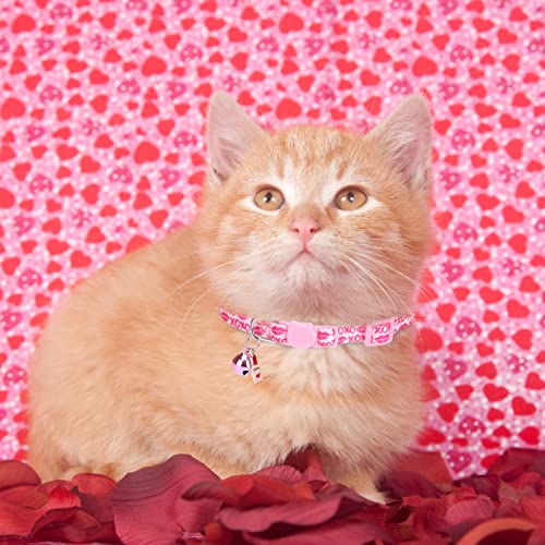 Breakaway Cat Collars with Bell & Cute Pendants, 3 Pack Safety Buckle Kitten Collars, Adjustable Pet Collar Ideal for Girl Boy Cats Puppy (Love Heart) - color: Style A - Love Heart