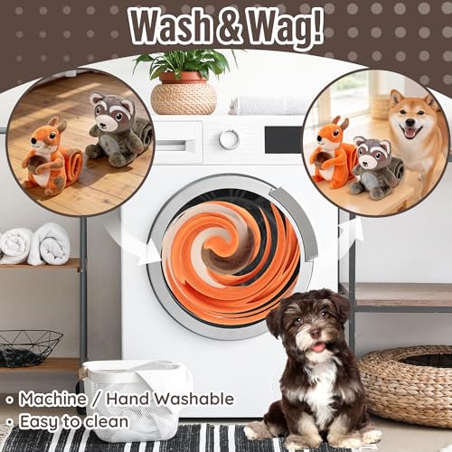 LECHONG 2-Pack Plush Squeaky Dog Toys, 23-Inch Snuffle Puzzle Tug of War Toy with Roll-Up Treat-Hiding Crinkle Tail, Enrichment Toys for Small & Medium Dogs to Relieve Boredom & Mental Stimulation - style: Dog Puzzle Toys