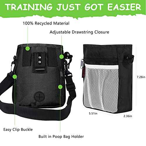 SZO Dog Treat Pouch - 3 Ways to Wear Treat Pouches for Pet Training and Clicker Taining for Dogs, Dog Training Treat Pouch Bag and Dog Clicker for Training with Waist Belt Shoulder Strap - Black - color: Black
