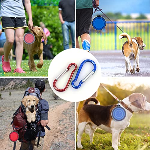 Collapsible Dog Bowl,2 Pack Portable and Foldable Pet Travel Bowls Collapsable Dog Water Feeding Bowls Dish for Dogs Cats and Small Animals,with Lids (Small, Blue+Red) - color: Blue+Red