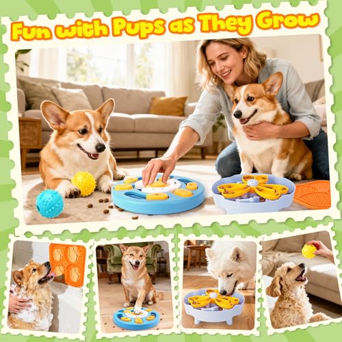 Forfon Curated Dog Puzzle Toys for Boredom and Mental Stimulation, 10-Pack Enrichment Toy Set with Slow Feeder Bowl, Lick Mat & Treat Ball to Keep Dogs Busy and Engaged - color: Curated Dog Puzzle Toys