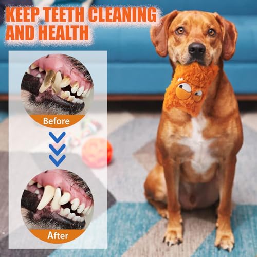 Squeaky Dog Toy, Plush Stuffed Dog Toy Keep Them Busy Tug of War Dog Chew Toy for Small Medium Large Dogs (Orange) - color: Orange