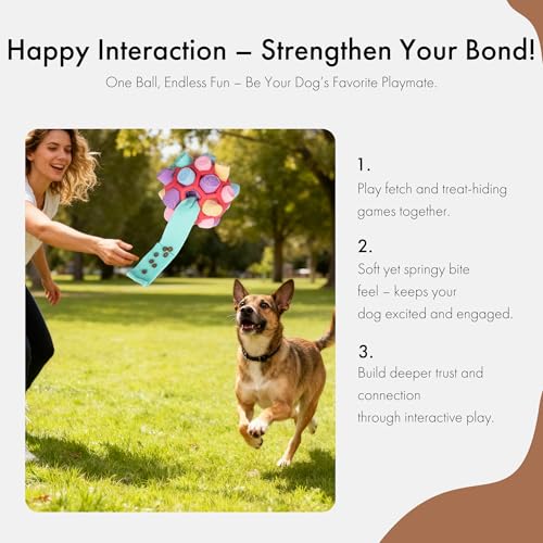 Mira's Pocket Dog Snuffle Ball Toy, Mental Stimulation Chew Toy for Dogs & Cats, 14cm Licking Mat Treat Dispensing Ball with Hollow Design, Slow Feeder for Fast Eaters (Red) - color: Red