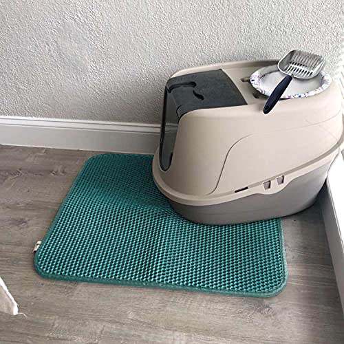 WePet Cat Litter Mat, Kitty Litter Trapping Mat, Honeycomb Double Layer Mats, No Phthalate, Urine Waterproof, Easy Clean, Scatter Control, Catcher Litter Tray Box Rug Carpet - color: #11 Dark Turquoise