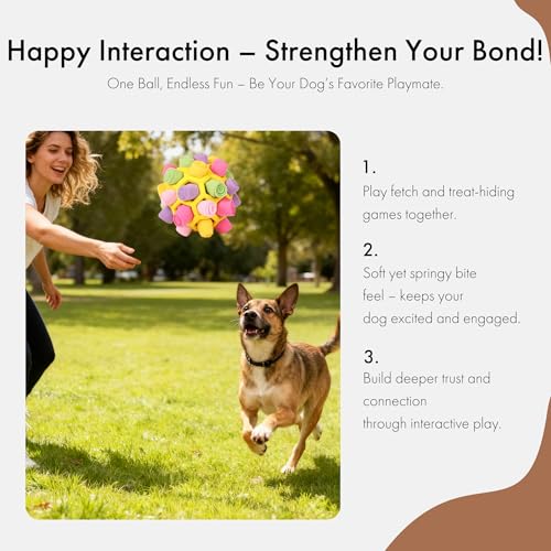 Mira's Pocket Dog Snuffle Ball Toy, Mental Stimulation Chew Toy for Dogs & Cats, 14cm Licking Mat Treat Dispensing Ball with Hollow Design, Slow Feeder for Fast Eaters (Yellow) - color: Yellow