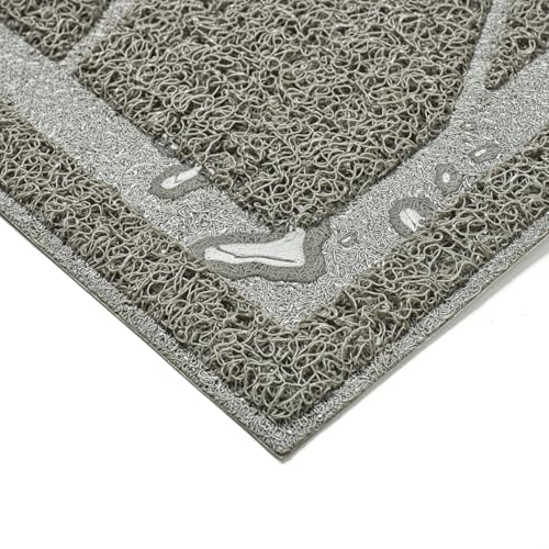 WePet Cat Litter Box Mat, Kitty Premium PVC Pad, Durable Trapping Rug, Phthalate Free, Urine-Resistant, Scatter Control, Mosaic, L 35 x 23 Inch, Cadet Grey - color: #02 Cadet Grey, style: Mosaic/35 x 23 Inch