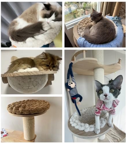 Hand-Woven Cat Mattress Nest Space Capsule Stepping Milk Round Cushion Pet Warm Pad Sleeping Four Seasons Indoor Pet Cat Climbing Frame Mat Enlarged Thickened (White, 40CM) - color: White, size: 40CM