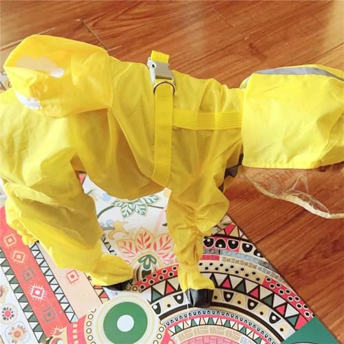 Dog Raincoat with Boots,Waterproof Dog Raincoats with Hood for Small Medium Large Dogs,Raincoat with Reflective Strap, Lightweight Rain Jacket with Leash Hole (Yellow Flower, XX-Large) - color: Yellow Flower, size: XXL (14-17lb)