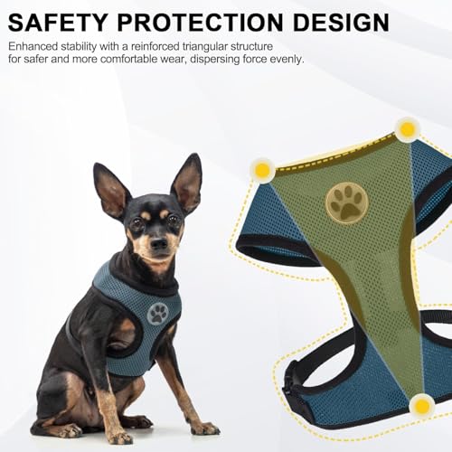 BINGPET Small Dog Harness, No Pull Dog Harness Small Sized Dogs, Soft Light Breathable Mesh Puppy Vest with Safety Buckle-Adjustable Step in Pet Harnesses for Easy Walking, Running, Training - color: Navy Blue, size: XS (NECK: 10", CHEST: 10"-14")