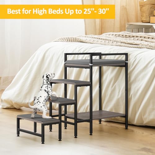 Dog Window Perch Dog Steps for High Beds and Couch, 22''H Non-Slip Stairs for Small Medium Cats, 4 Steps Pet Bunk Bed with Stair, Sturdy Frame