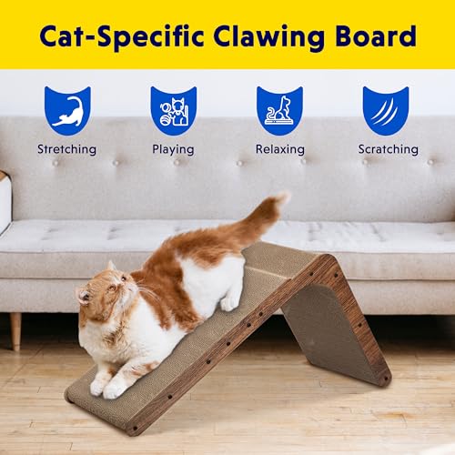 Fluffydream Cat Scratcher with Cat Toys Ball Track, Build-in Ball, L-Shaped Scratcher, Cardboard Lounge Bed, Stable and Durable, Furniture Protector, Reversible - color: L-Shape