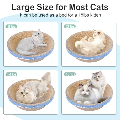 Round Cat Scratcher Bed, 17.7x17.7 Inch Cardboard Cat Scratcher Bowl for Indoor Cats, Large Cat Scratching Board, Cat Scratch Pad with Catnip - size: 1PC-17.7 x 17.7 x 3.9 inches
