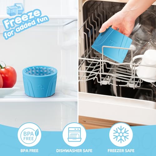Dog Slow Feeder Lick Bowl, Anxiety Relief Dog Licking Mat Treat Dispenser, Non-Slip Anti-Choking Slow Eating Lick Bowl for Small Medium and Large Breed Dogs, BPA Free Silicone - color: Light blue, size: S
