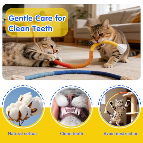 Retro Shaw Cat Toys Chew Ropes, 3Pcs, Kitten Toys for Indoor Cats with Refillable Natural Catnip, Safe Teeth Cleaning Chew Toys, Interactive Cat Nip String Kitty Toys (23.6 Inches) - size: 23.6 in