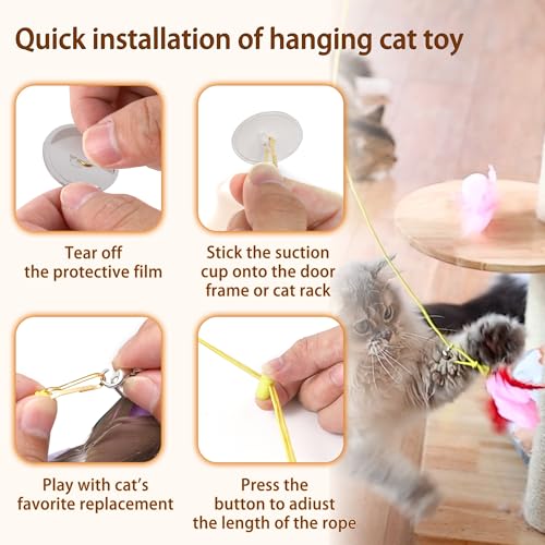 Flying Bird Cat Toy,8Pcs Durable Interactive Cats Wand Replacements,Hanging Cat Toy Suitable for Bored Indoor Cats Self Play - style: 12 Hanging /Bird /Wand