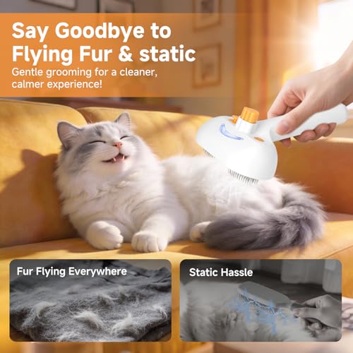 Pet Steam Brush for Dog & Cat – 3-in-1 Spray Hair Removal for Grooming, Softens Fur & Reduces Static 2*Shampoo(Steam Brush not Included) - size: 7.8"-400ML