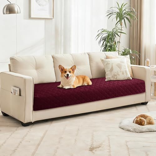 Waterproof Dog Blanket, Non-Slip Soft Pet Bed Cover, Couch Cover for Dogs Washable, Protects Sofa, Furniture, Crate, Car, Tear Resistant Leakproof Pet Blanket Christmas (30x70 Inch, Burgundy) - color: Burgundy, size: 30" x 70" (Pack of 1)