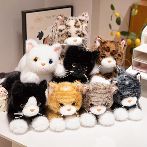 PEACH CAT Cat Stuffed Animal 12" Realistic Kitten Plushies Soft Plush Toys Gifts for Kids Black - style: 12" Black Cat