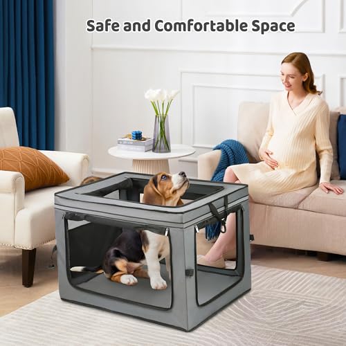 Portable Dog Crate Soft Dog Crate 22",30",36",42" Foldable Basic Dog Crates Easy Set-up, Light, Sturdy, Comfy,Collapsible Crate for Home and Travel (36Inch) - size: 36Inch