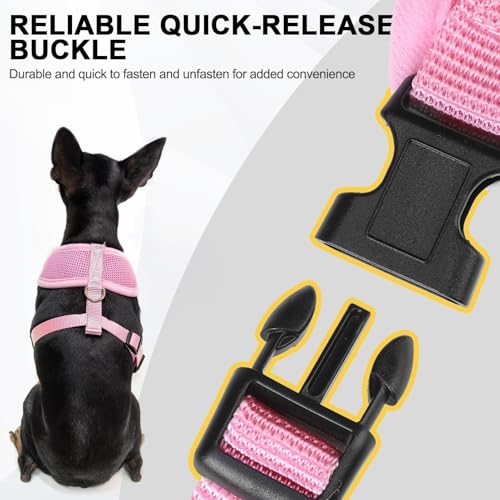 BINGPET Small Dog Harness, No Pull Dog Harness Small Sized Dogs, Soft Light Breathable Mesh Puppy Vest with Safety Buckle-Adjustable Step in Pet Harnesses for Easy Walking, Running, Training - color: Pink, size: XS (NECK: 10", CHEST: 10"-14")