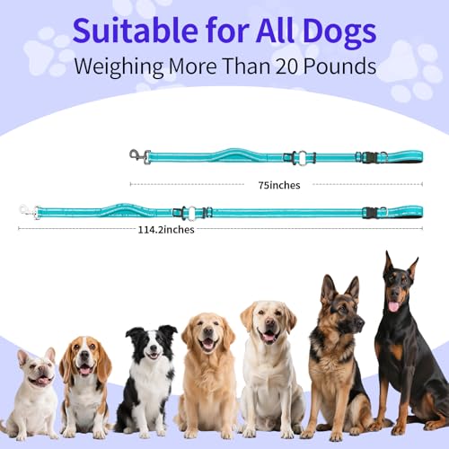 Hands Free Dog Leash by Kazazoo, Adjustable 6-9 FT Waist & Crossbody Leash with Quick Off Buckle, Reflective Stitches for Walking, Jogging,Medium to Large Dogs & Puppies Green-L - color: Green, size: L