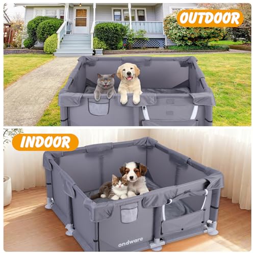 Puppy PlayPen, 28×28×15 in Dog Play Pen Indoors,Small Animals Playpen with Gate for Chick/Kitten/Puppy/Guinea Pig/Rabbits/Hamster/Chinchillas - style: 28×28×15in