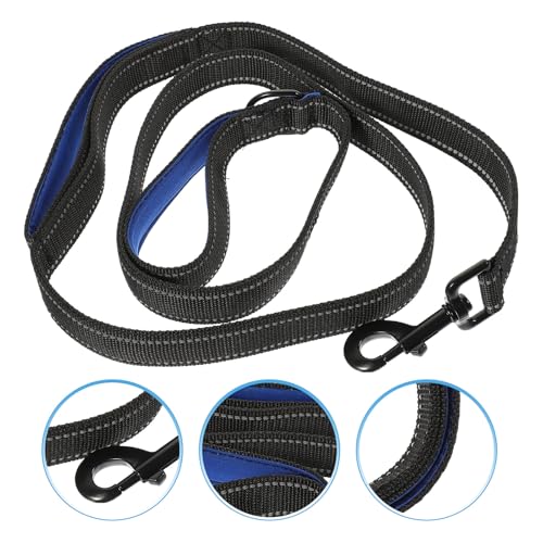 Balacoo Adjustable Double Handle Dog Leash, Traffic Control Pet Lead Rope with Comfortable Non-Chafing Soft Grip, Sturdy Grey and Blue Walking Leash for Puppy Training and Dog Walking